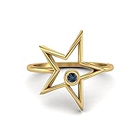 0.03 Ctw Round London Blue Topaz Open Star Ring Dainty Star 925 Sterling Silver Statement Ring
