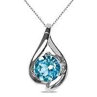 The Diamond Deal 8.00MM Lab Created Round Gemstone Birthstone Necklace Pendant Charm 10k REAL White OR Yellow Gold 18 inch 10k Gold Chain (Choose your Birthstone)