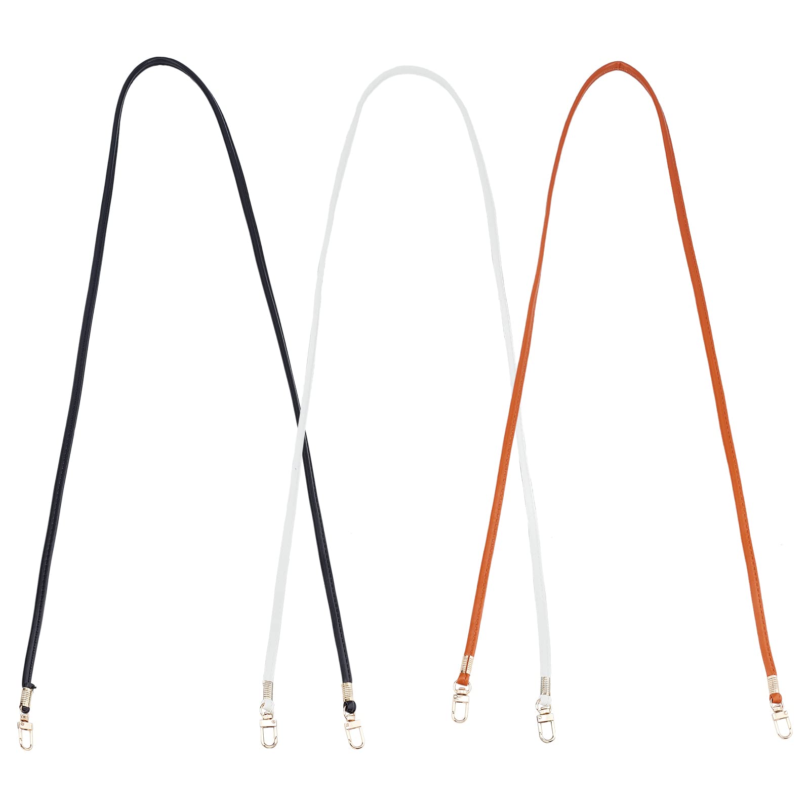 SUPERFINDINGS 3 Colors Leather Crossbody Strap Long Thin Soft Replacement Purse Straps 44.88 in Imitation Leather Bag Strap with Gold Swivel Clasps for Small Bag Purse Wallet Clutch Phone Case