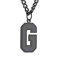 GoldChic Men Initial letter Necklace, Stainless Steel Large Initials Necklace for Sports Men Athletes, Alphabet Pendant with 4mm Cuban Chain