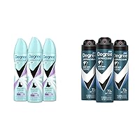 Antiperspirant Dry Spray Pure Fresh 3 Count Anti White Marks and Yellow Stains Deodorant for Women 3.8 oz & Men Antiperspirant Spray Black + White 3 Count Protects from Deodorant