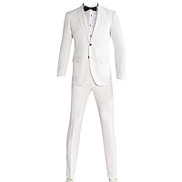 2 Piece Slim Fashion Mens Suits Ivory White Tuxedo(Jacket+Pants+Bowtie)
