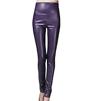 Women High Waist Faux Legging Leather Pants Stretch Skinny Female High Waist Winter Warm Leather Pants Trousers