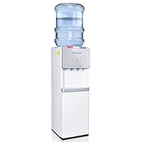 PUREPLUS Water CoolerTop Loading Water Dispenser, Hot Cold & Room Temperature Water, Compression Refrigeration Technology, Holds 3 or 5 Gallon Bottles, ETL Approved, White