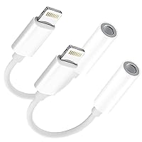 2 Pack [Apple MFi Certified] Apple Lightning to 3.5 mm Headphone Jack Adapter, iPhone Aux Audio Dongle 3.5mm Jack Earphone Cable Converter Compatible for iPhone 14 13 12 11 Pro Max XS XR X 8 7 6 iPad