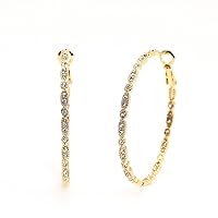 14K Gold Plated Circular Patterned Hoop Earrings