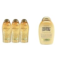 OGX Smoothing + Coconut Coffee Exfoliating Body Scrub with Arabica Coffee & Coconut Oil & Anti-Hair Fall + Coconut Caffeine Strengthening Conditioner with Caffeine