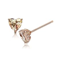 Amazon Collection Womens Rose Gold Plated Sterling Silver Infinite Elements Cubic Zirconia Heart Misty Rose Topaz Stud Earrings