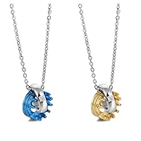 2pcs His Queen Her King Crown Pendant Set Stainless Steel Cubic Zircon Couple Royal Necklaces Anniversary Valentines Gifts