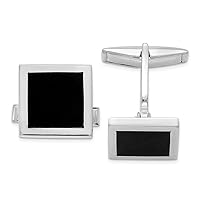 925 Sterling Silver Polished Simulated Onyx Cuff Links Jewelry Gifts for Men