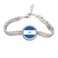Nicaragua National Flag North America Country Tennis Chain Anklet Bracelet Diamond Jewelry