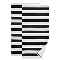 Black and White Stripe Kitchen Towel 2 Pack,Striped Kitchen Cloth Black White Striped Dish Towels Premium Dishcloths Absorbent Fast Drying