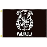 3X5 VICTORY OR VALHALLA (DEATH) VIKING COMPASS SYMBOL FLAG 100D