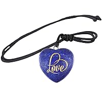 Yatming Reiki Healing Love Heart Stone Necklaces for Women and Men, Carved Crystal Pendant Lover Couple Amulet Jewelry with Adjustable Rope