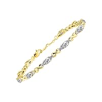 RYLOS Bracelets for Women Yellow Gold Plated Silver XO Hugs & Kisses Tennis Bracelet Gemstone & Genuine Diamonds Adjustable to Fit 7