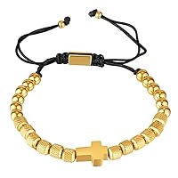 Women Men's Stainless Steel Cross Chain Beads Bracelet Classic Coolness Jewelry Gift Mens Link Bracelet Adjustable