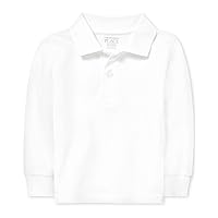 The Children's Place Baby Boys and Toddler Boys Long Sleeve Pique Polo, White, 12-18 MONTHS