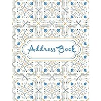 Large Print Address Book For Seniors With A-Z Tabs: Beautiful Decorative Tile Pattern Cover Design - Alphabetical Index Contact Name, Address, Phone ... - 8.5