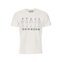 MOSCHINO Men's White Sketch Print Short Sleeve T-Shirt 46/XS