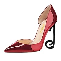 FSJ Comfort Pointed Toe Pumps for Women Black High Heel Dorsay Slip On Party Prom Shoe 4-15 M US