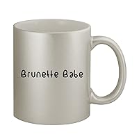 Brunette Babe - 11oz Ceramic Silver Coffee Mug