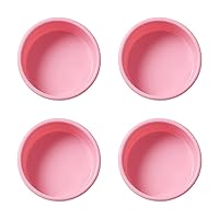 Silicone Muffin Pans Cupcake Set,4 Inches Round Shaped Silicone Baking Pans Molds Nonstick Cupcake Liners Silicone Baking Cups (Pack of 4, Pink)