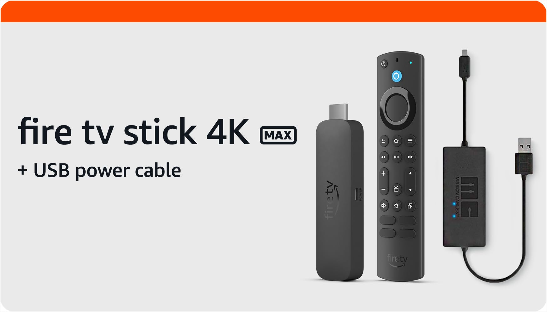 Amazon Fire TV Stick 4K Max with USB Power Cable (eliminates the need for AC adapter)
