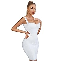 Unique Women Summer Sexy Work Out Formal Dress White Halter Bodycon Wedding Guest Bridesmaid Prom Dress
