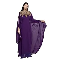 Women Kaftan Farasha Long Maxi Dress Long Sleeves Ethnic, Bridal, Evening, Party, Dress with Free Scarf