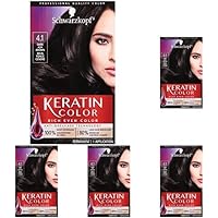 Keratin Color Permanent Hair Color Cream, 4.1 Dark Ash Brown (Pack of 5)