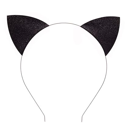 Merroyal Glitter Cat Ears Headband Halloween Fancy Dress Cat Woman Hairband Cosplay