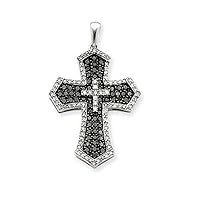 1ct Round Cut Cubic Zirconia Diamond Halo Cross Pendant 925 Sterling Silver 14k White Gold Plated For Women & Girls