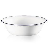 Corelle Vitrelle 4-Pieces 18-Oz Soup/Cereal Bowls, Chip & Crack Resistant Glass Dinnerware Set Bowls, Cobalt Circles