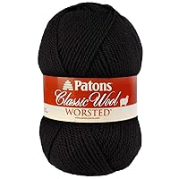 Worsted Classic Wool Yarn by Patons - Solid Color Yarn for Knitting, Crochet, Weaving, Arts & Crafts - Black, Bulk 10 Pack