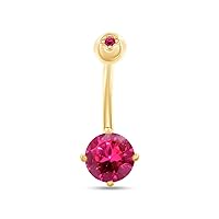 Round Cut Simulated Birthstone Body Piercing Belly Button Ring for Womens & Girls in 14K Gold Over 925 Sterling Silver, Jewelry Gift for Her