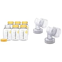 Medela Breast Milk Storage 6 Pack 5 Ounce Bottles and 2 Count PersonalFit Connectors for Pump in Style Advanced and Symphony Pumps