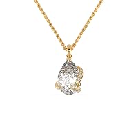 Certified Solitaire Pendant in 14K White/Yellow/Rose Gold with 0.05 Ct Round Natural Diamond & 5 Ct Pear Moissanite Solitaire Diamond & 18k Gold Chain Necklace for Wife, Mother, Sister, Girlfriend