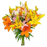 Stargazer Barn Autumn Sunrise Bouquet Royal Lilies Fresh Flowers Bouquet - Overnight Prime Delivery, Fresh Cut Bouquet of Flowers for Thanksgiving, Fall, Birthday, Anniversary - 10 Multi-Bud Stems