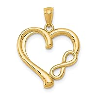 14k Yellow Gold Open back Textured back Polished Infinity Love Heart Pendant Necklace Jewelry Gifts for Women