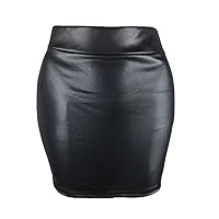 Women PU Leather Short Skirt Sexy OL Stretch Short Skirt Bag Hip Skirts