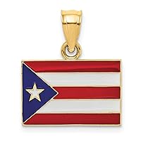 Saris and Things 14k Yellow Gold Solid Enameled Puerto Rico Flag Charm Pendant