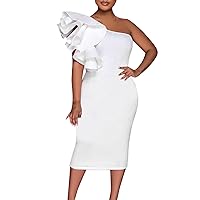 Women's Summer Dress Ladies Spring and Summer Solid Color Short Sleeved Lace V Neck Waist Dress(White,X-Large)
