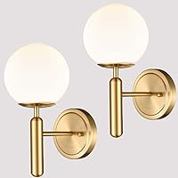 DIRYZON EUL Mid-Century Modern Wall Sconce Golden Globe Glass Wall Light for Bedroom Bathroom Set of 2