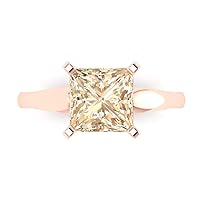Clara Pucci 2.45ct Princess Cut Solitaire Genuine Natural Morganite 4-Prong Classic Statement Ring Gift In 14k Rose Gold for Women