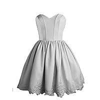 Women's Sweetheart Satin Short Homecoming Dresses Sleeveless Lace Up Back Party Dress