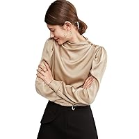 Spring Heavyweight Mulberry Silk Blouse for Women - Long Sleeve French Silk Shirt with Port Style Bottom