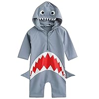 Baby Boys Two Piece Swimsuits Rash Guard Short Sleeve Shark Bathing Suit Swimwear Sets with Hat UPF 50+ for Kids