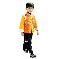 Boys' Chinese Style Stand Collar Buckle Dragon Head Embroidered New Year's Clothes,Winter Thickened Tang Suit.