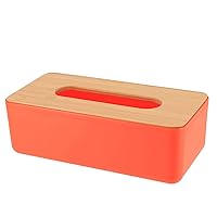 Orange Tissue Box Cover Padang with Bamboo Top - Elegant Design for Home and Office - Enhance Décor and Organization