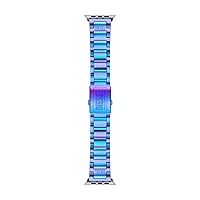 Diesel Men's Interchangeable Stainless Steel Band for Apple Watch 42/44/45/49mm, Color: Iridescent Blue (Model: DSS0007)